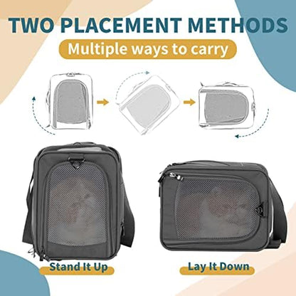 ‌Petsfit Airline Approved Pet Carrier for Small Dogs & Cats, 19x9x12 TSA Approved Carrier, with Removable Dual-Sided Padding (2-Way Placement) - Fits Under Most Airplane Seats, Escape Proof (Grey)