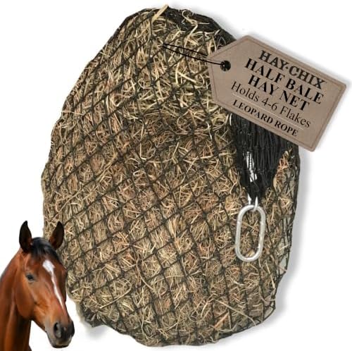 hay chix Half Bale Slow Feed Hay Net for Horses - 1 3/4" Holes - Leopard