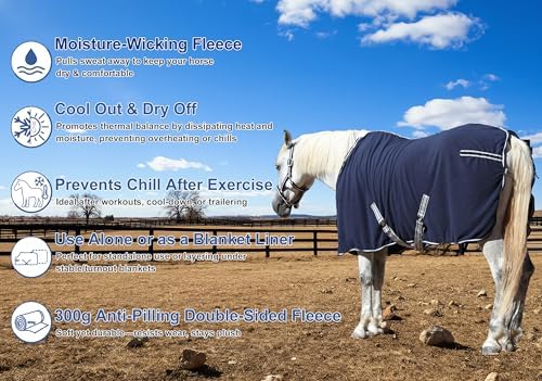 Horse Fleece Cooler Blanket, Moisture Wicking Post-Workout Drying