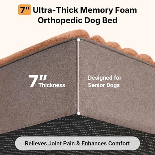Veehoo Orthopedic Memory Foam Dog Bed for Senior Dogs, 7" Thick XL Dog Bed