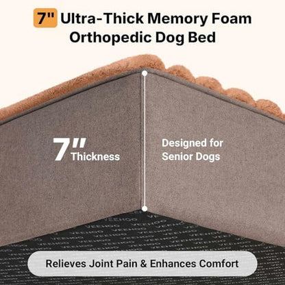 Veehoo Orthopedic Memory Foam Dog Bed for Senior Dogs, 7" Thick XL Dog Bed