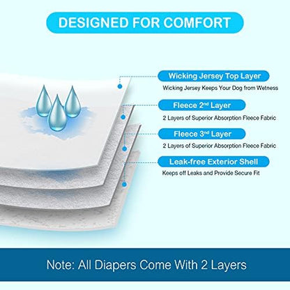Pet Soft Female Dog Diapers, 3 Pack Washable Dog Diapers for Dogs in Heat, Reusable Dogs Period Panties, Puppy Diapers Female (Flower, L)