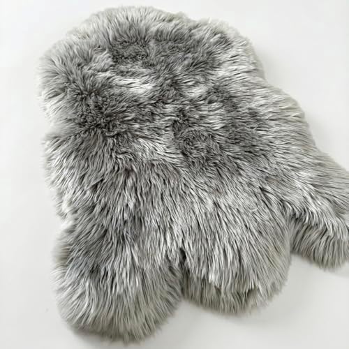 IHAPPYDOG Faux Fur Orthopedic Dog Bed, Memory Foam, Grey 30"x20"