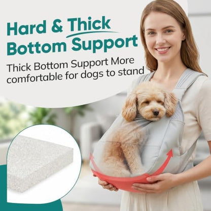 Dog Sling Carrier Front with Thicken Bottom Support for Small Dogs 10-16 lb