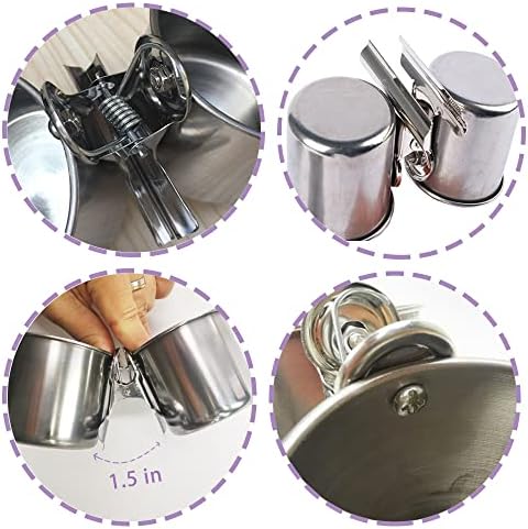 Texsens Bird Feeding Cups - Parrot Food Dish Stainless Steel Parrot Feeders Water Cage Bowls with Clamp Holder for Parakeet African Greys Conure Cockatiels Budgies Chinchilla Small Animal