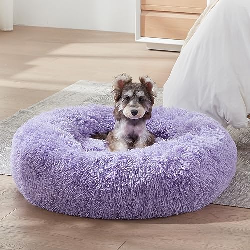 Western Home Calming Donut Medium Dog Bed Washable Pet Bed,30" Purple