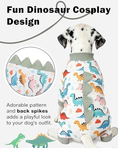 CuteBone Dinosaur Costume Dog Pajamas, Stretchy Spandex Crystal Velvet Sleepwear Coat for Small Dogs, Soft & Warm Pet Outfit Clothes for Cold Weather, Cozy Pullover Design COSP17XL