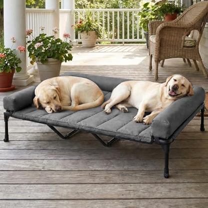 Veehoo Outdoor Elevated Dog Bed with Waterproof Bolster Cushion, Cooling