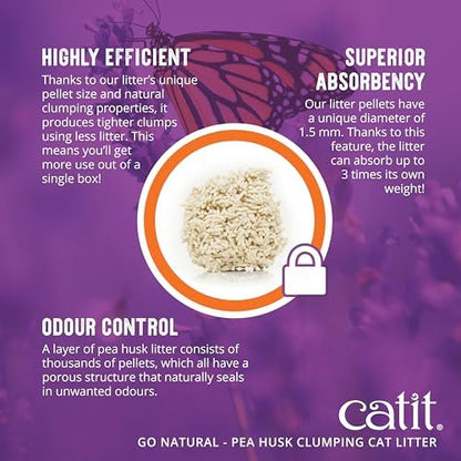 Catit Go Natural Pea Husk Clumping Cat Litter, 12.3 lb, Natural