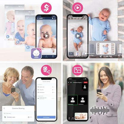 VTech Smart WiFi Baby Monitor, 2 Cameras for Twins & Two Rooms – 7" Split Screen, 2K Sensor, Wide-Angle View, Free App, Night Light, Two-Way Talk | Smart Max Twin