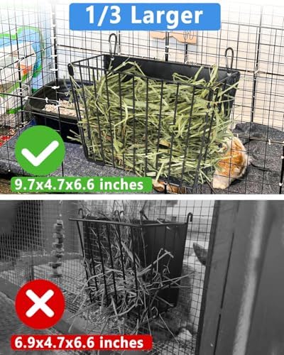 Rabbit Hay Feeder - Guinea Pig Hay Feeder - X-Large Metal Frame Bunny Hay Holder, 9.7x4.7x6.6 inch Guinea Pig Hay Holder for Bunny, Guinea Pigs, Chinchillas, Small Animals (2 Pack)