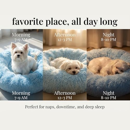 nononfish Donut Dog Bed for Small Dogs,Soft Round Calming Bed