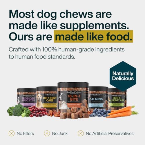 JustFoodForDogs Probiotic Booster Supplements for Dogs, Gut Health - 45 Ct