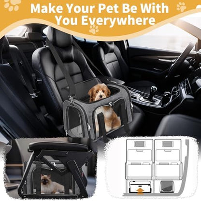 Soft-Sided Cat/Dog/Pet Carrier, Collapsible Pets Travel Carriers