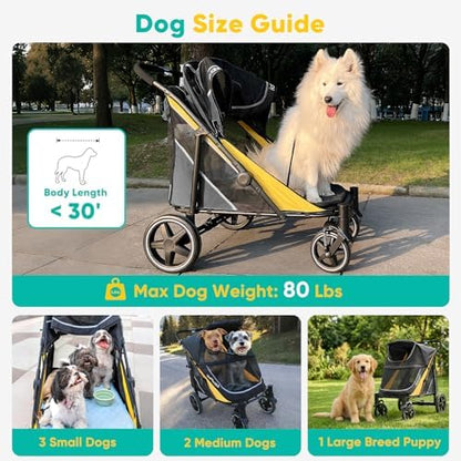 Petbobi Dog Stroller for Large Medium Dogs up to 80 lbs, Dual Entry
