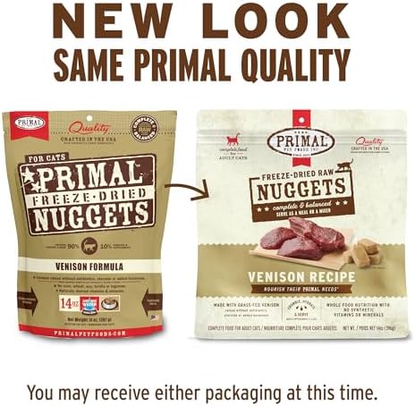 Primal Freeze Dried Raw Cat Food Nuggets, Venison, 5.5 oz