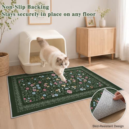 Bienbee Cat Litter Mat, 2 Pack 33" x 22" Machine Washable for Litter Boxes