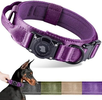 2026 Upgrade Waterproof Tactical AirTag Dog Collar, Built in AirTag Holder