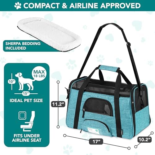 PetAmi Airline Approved Pet Carrier for Cats Small Dogs, Small Heather Blue