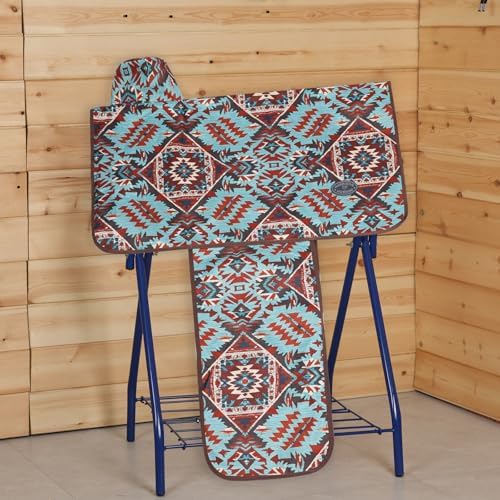 Harrison Howard Sturdy Waterproof Western Saddle Cover with Stylish Prints That Stand Out Keep Your Saddle in Pristine Condition Perfect for Showing or Riding Events-Aztec Plains