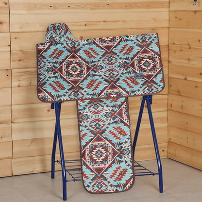 Harrison Howard Sturdy Waterproof Western Saddle Cover with Stylish Prints That Stand Out Keep Your Saddle in Pristine Condition Perfect for Showing or Riding Events-Aztec Plains