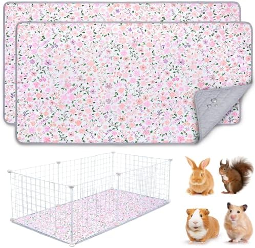 Unicorn Catcher 2 Pack Washable Guinea Pig Cage Liner, Waterproof Bedding