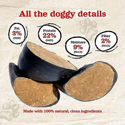 Natural Farm Peanut Butter Flavor Filled Cow Hooves for Dogs (4-Pack), Long-Lasting Natural Beef Bone Treats, Best for Small, Medium & Large Dogs