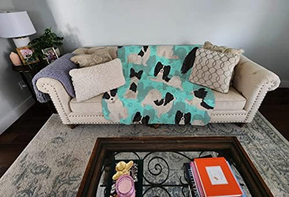 Caroline's Treasures MLM1081LQB Black and Whtie Papillon Quilted Blanket 50x60 Artwork Pattern Quilted Throw Blanket for Bed, Couch, Sofa, Soft and Lightweight