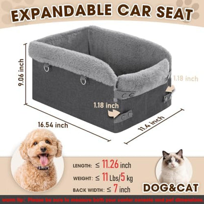 Small Dog Car Seat - Center Console Puppy Booster Seats (Dark Grey&Grey)