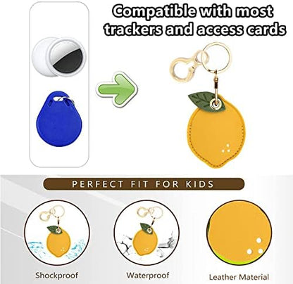BORKUANA PU Leather Keychain Holder Protective Case Compatible with AirTag