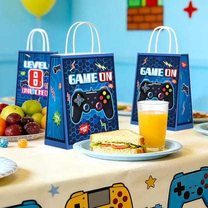Greencian 16Pcs 8th Video Game Birthday Party Favor Bags Blue Goodie Bags