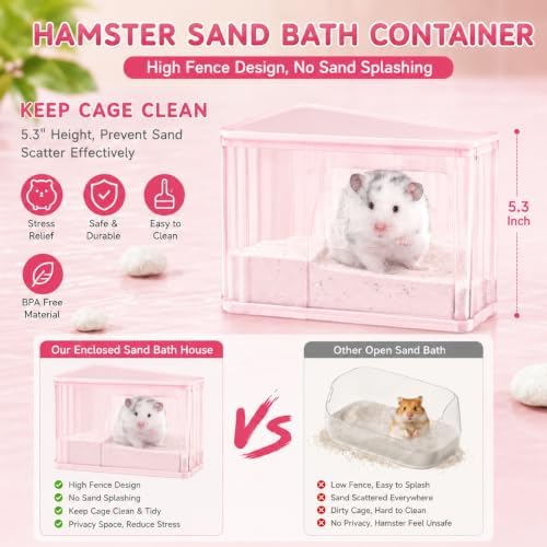 Hamster Sand Bath Container, Large Dust Bath House with Scoop, Purple
