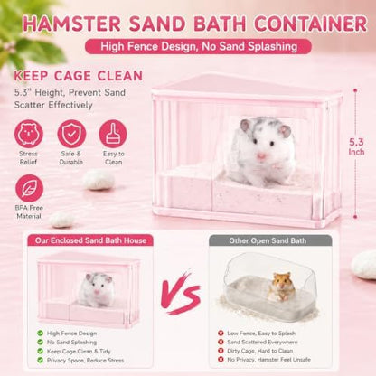 Hamster Sand Bath Container, Large Dust Bath House with Scoop, Purple