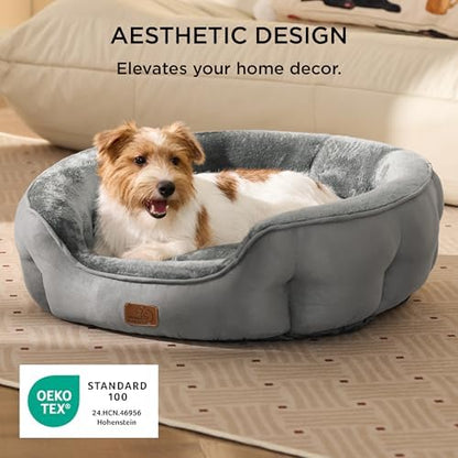 Bedsure Medium Dog Bed Washable,Large Cat Beds for Indoor Cats,28in Grey
