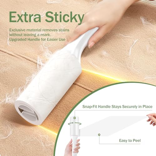 Lint Roller 3 Pack for Pet Hair, 300 Sheets, 3 Handles