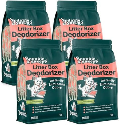 Sprinkle & Sweep: Litter Box Deodorizer - 4 Pack, 8oz Bags - Cat & Kitten Home Odor Neutralizer, Ultra-Absorbent Formula, Non-Toxic, Pet Smell Control