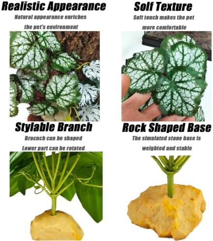 Woyrise Artificial Reptile Plants for Terrarium, Habitat Decor, Fake Plant