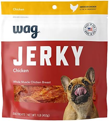 Amazon Brand – Wag Whole Muscle Chicken Jerky Dog Treats, 1 lb, Made in USA