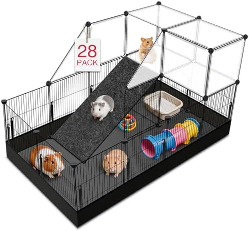 VISCOO 28 Panels Guinea Pig Cages, 48" x 24" x 28" Small Animal Playpen