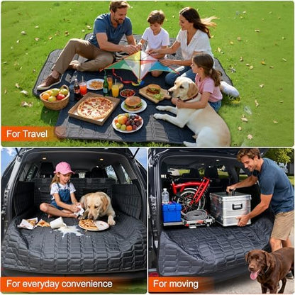 Reliadura SUV Cargo Liner for Dogs, Waterproof Pet Trunk Cover with Bumper Flap Protector, Non-Slip Scratchproof, Non-Slip Dog Seat Mat for SUVs, Large Size Cargo Liner Universal Fit Black