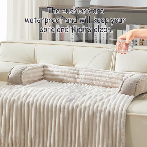 WINDRACING Luxury Dog Couch Bed, Washable Calming Dog Couch Cover, Couch Protector for Dogs, Waterproof Sofa Bed, Pet Bed Mats for Sofa, Pet Sofa Covers (Beige X-Large 45x37x5.5 inch