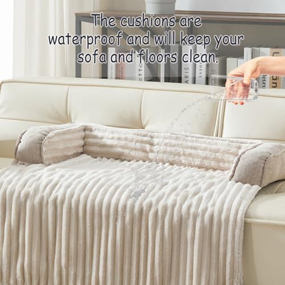 WINDRACING Luxury Dog Couch Bed, Washable Calming Dog Couch Cover, Couch Protector for Dogs, Waterproof Sofa Bed, Pet Bed Mats for Sofa, Pet Sofa Covers (Beige Large 41x37x5inch) ﻿