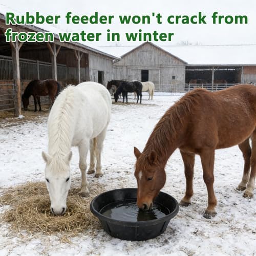 3Pcs Heavy Duty Rubber Feed Pan, 8Q/2Gal Horse Feed Bucket