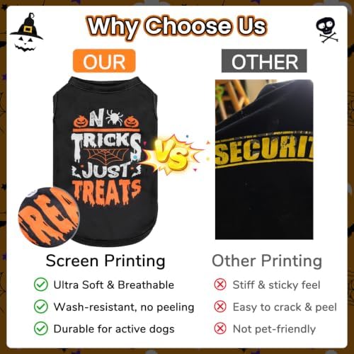 BINGPET 2PCS Dog Halloween Costume, Soft Cotton Puppy Shirt, Trick or Treat
