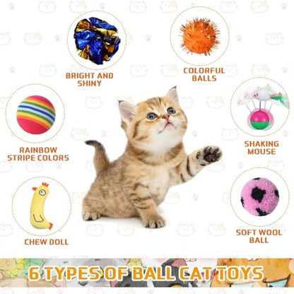 Shappy 150 Pcs Cat Toys Bulk Pack for Indoor Cats, Mice Balls,Novel