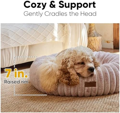 FUKUMARU Small Dog Bed, 25" Orthopedic Dog Bed for Puppies, Donut Cat Beds