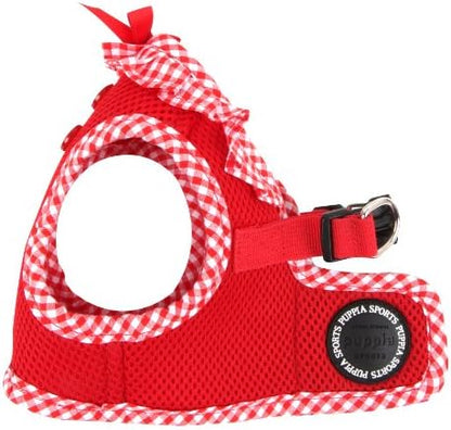 Puppia Vivien Vest Dog Harness Step-in All Season Mesh Cute No Pull No Choke Walking Training for Small Dog, Red, Medium