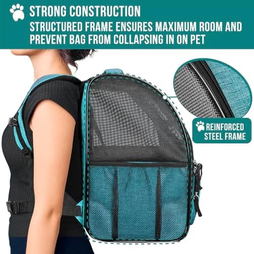 PetAmi Dog Backpack Carrier Airline Approved Cat Pet Puppy Bag, Turquoise