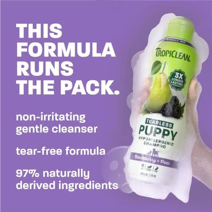 TropiClean Tearless Puppy Shampoo, 3X Long-Lasting Scent, 20oz
