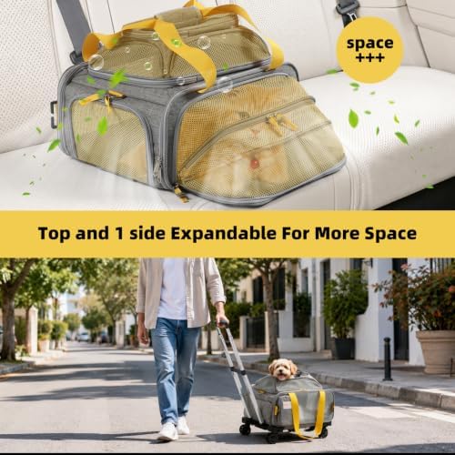 pidipiti 17x13x8 TSA Airline Approved Expandable pet Carrier with Wheels